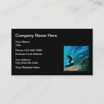 Cool Surfing Beach Theme Business Cards by Luckyturtle at Zazzle