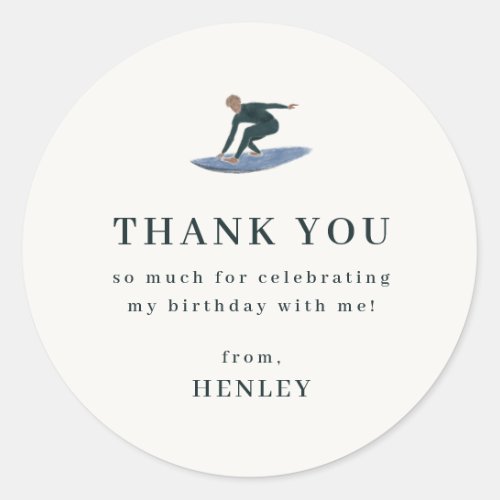 Cool Surfing Beach Theme Thank You Classic Round Sticker