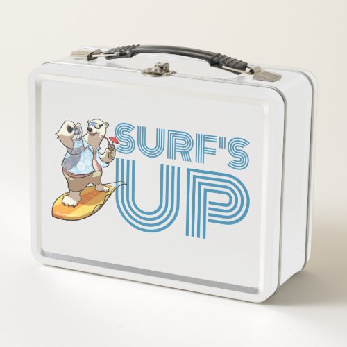 Cool Surfing Polar Bear SURFS UP Cartoon Hat Metal Lunch Box