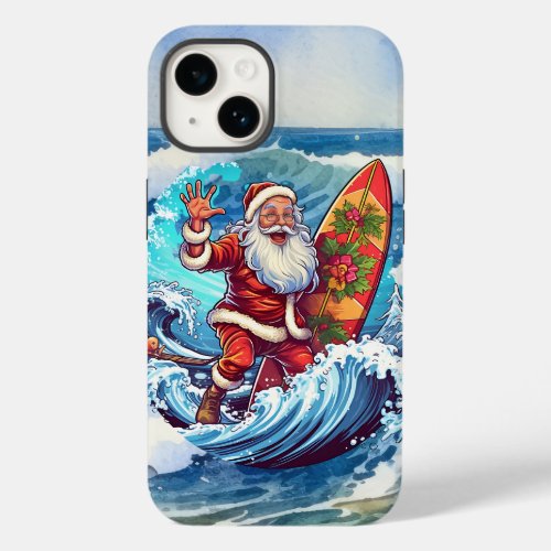 cool surfing Santa beach lovers Case_Mate iPhone 14 Case