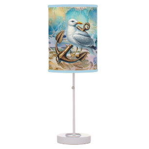 Cool surfing seagull lovers beach house table lamp