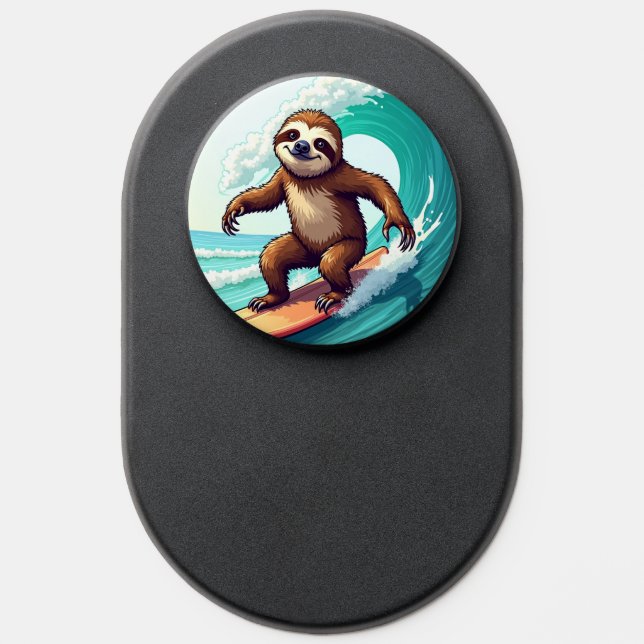 Cool surfing sloth lovers  PopSocket (Popsocket)