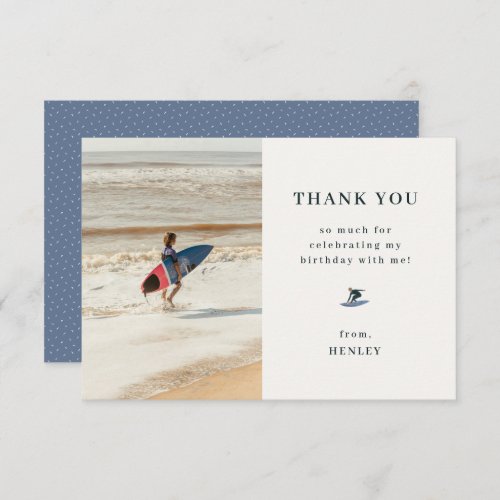 Cool Surfing Theme Birthday Photo Thank You Card