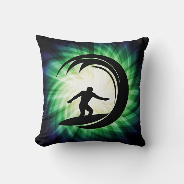 Cool Surfing Throw Pillow (Front)