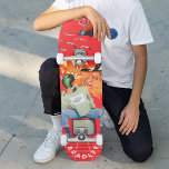 Cool Surreal Funny Unique Custom Personalized Name Skateboard<br><div class="desc">Cool Surreal Funny Unique Custom Personalized Name Skateboard features your personalized name in modern typography on a fun collage of cars, planes, ducks, flowers, birds and a person. Personalize by editing the text in the text box provided. Give a custom made gift, personalized skateboard to your favorite skateboarder for Christmas,...</div>