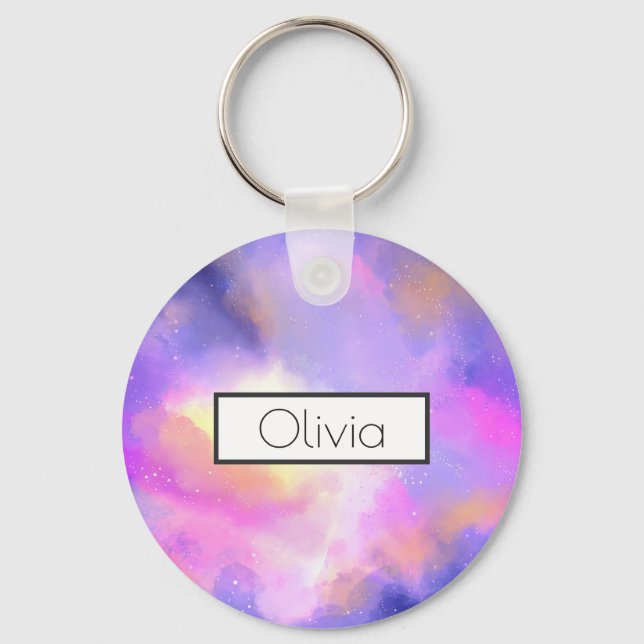 Cool Surreal Space Clouds Personalized Keychain (Front)