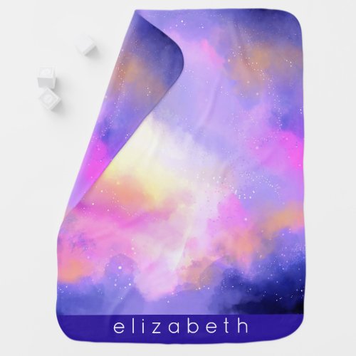 Cool Surreal Space Clouds Watercolor Design Receiving Blanket