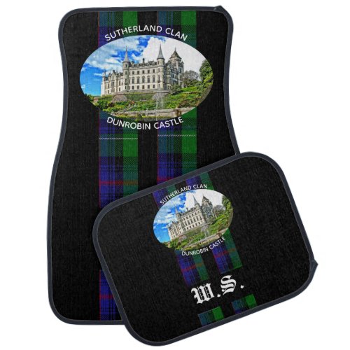 Cool Sutherland Clan Castle Black Set of Car Mats