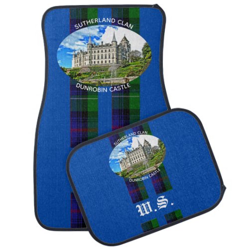 Cool Sutherland Clan Castle Blue Set of Car Mats