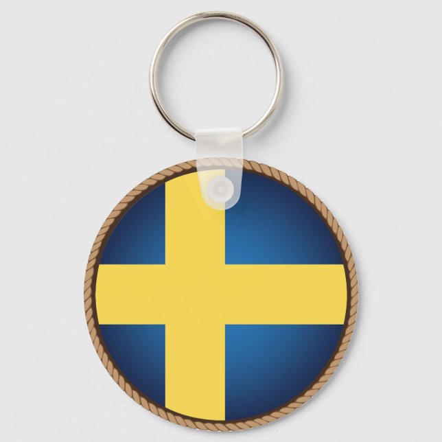 Cool Sweden Flag Seal Keychain (Front)