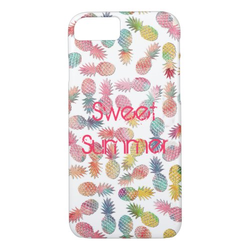 Cool sweet summer watercolor pineapples pattern iPhone 87 case