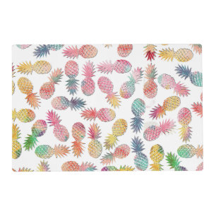 Cool “sweet summer” watercolor pineapples pattern placemat
