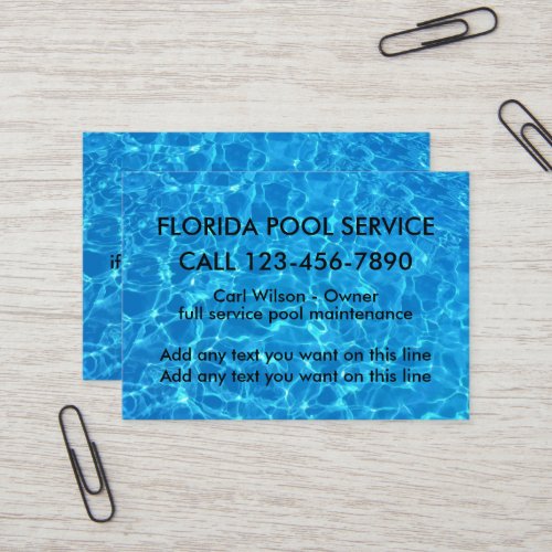 Cool Swimming Pool Service Business Card