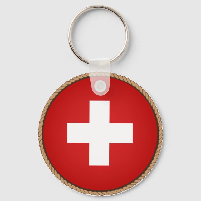 Cool Switzerland Flag Seal Keychain (Front)