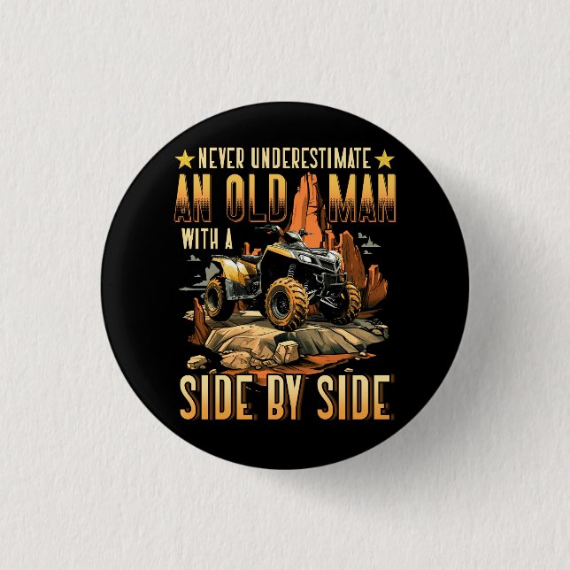 Cool SXS For Grandpa Men Dad Offroad UTV ATV Side- Button (Front)
