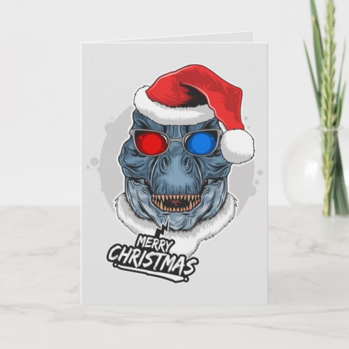 Cool T_Rex Christmas Holiday Card