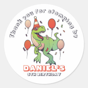 Cool T-Rex Dinosaur Kids Boys Birthday Party Classic Round Sticker