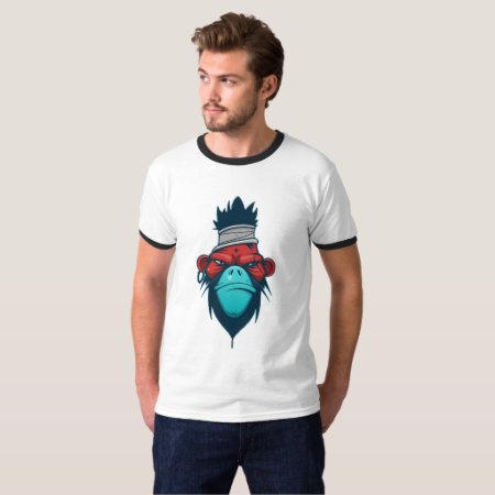 Cool T-shirt With Picture Of Angry Monkey Head