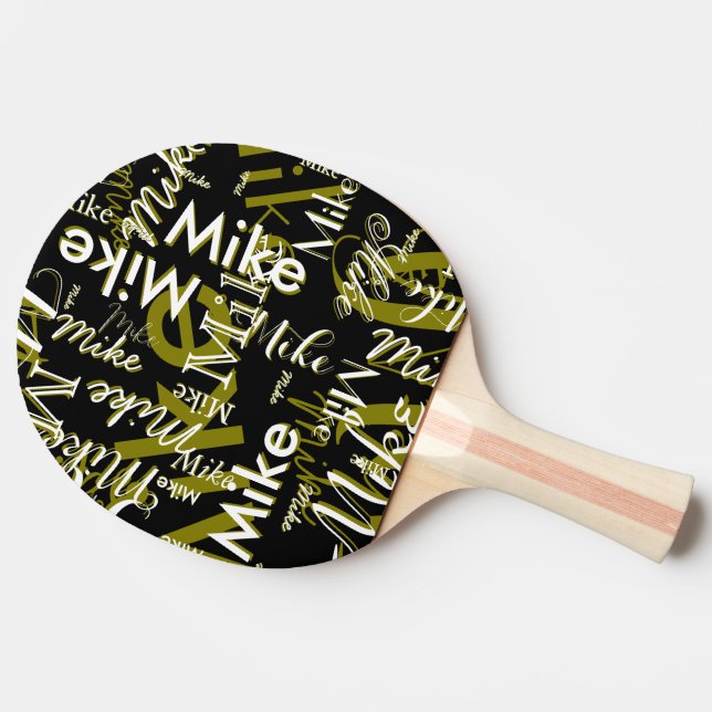 Cool Table-Tennis-Paddle with Name black Ping Pong Paddle (Side)