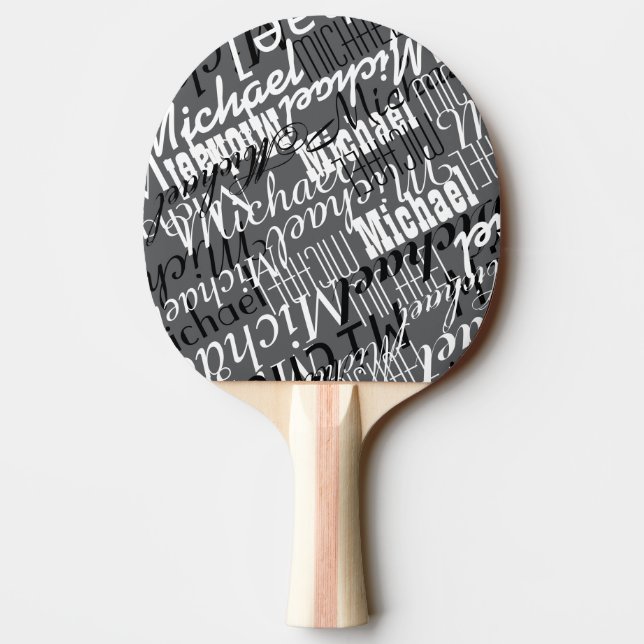 Cool Table-Tennis Racket / Typography Name Pattern Ping Pong Paddle (Back)