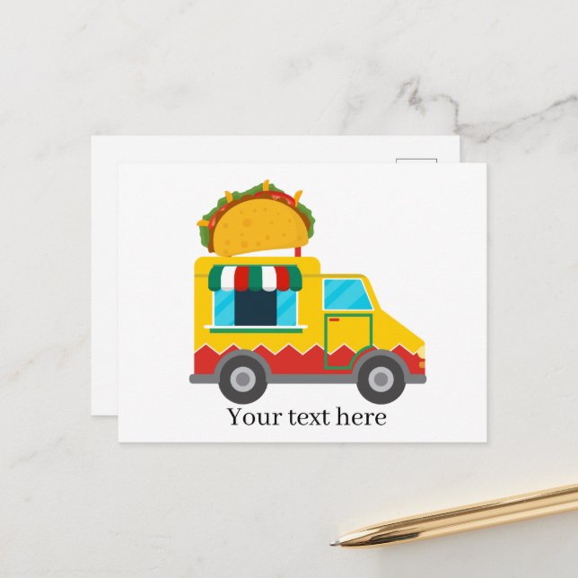 cool taco food truck vendors add text postcard (Front/Back In Situ)
