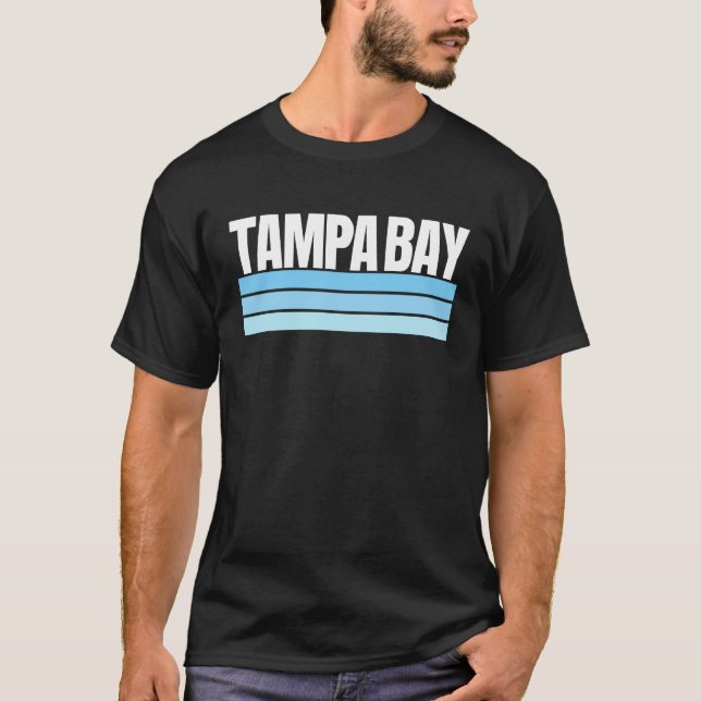 Cool Tampa Bay Blue Light Blue Retro Striped Homet T-Shirt (Front)