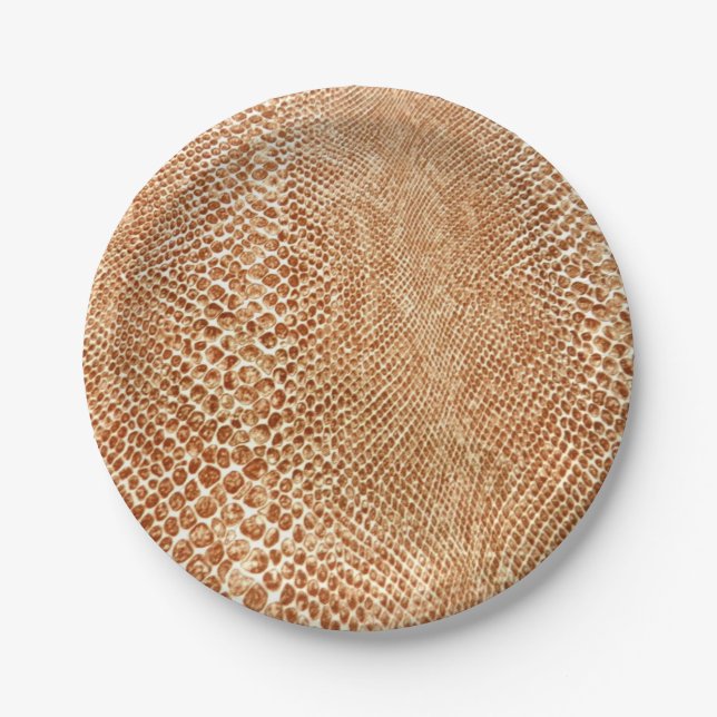 Cool Tan Snake Skin Pattern Photo Print Paper Plates (Front)