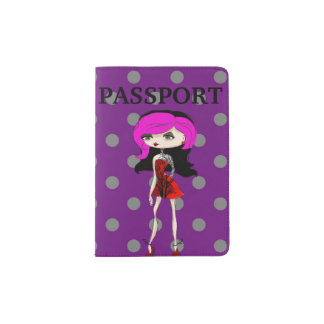 Cool Tattoo Girl Doll Design Passport Holder