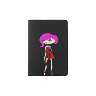 Cool Tattoo Girl Doll Design Passport Holder