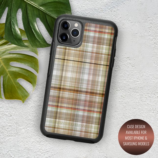 Cool Taupe Beige Brown Gray Green Tartan Pattern Otterbox iPhone Case (Creator Uploaded)