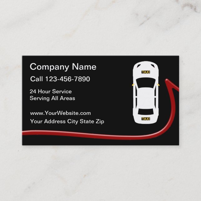 Cool Taxi Service Business Cards (Front)
