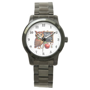 Cool Teach inspire word art Teacher owl Watch