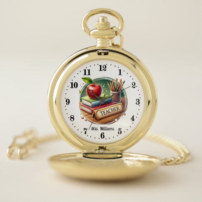Cool Teacher add name Pocket Watch (Inside)