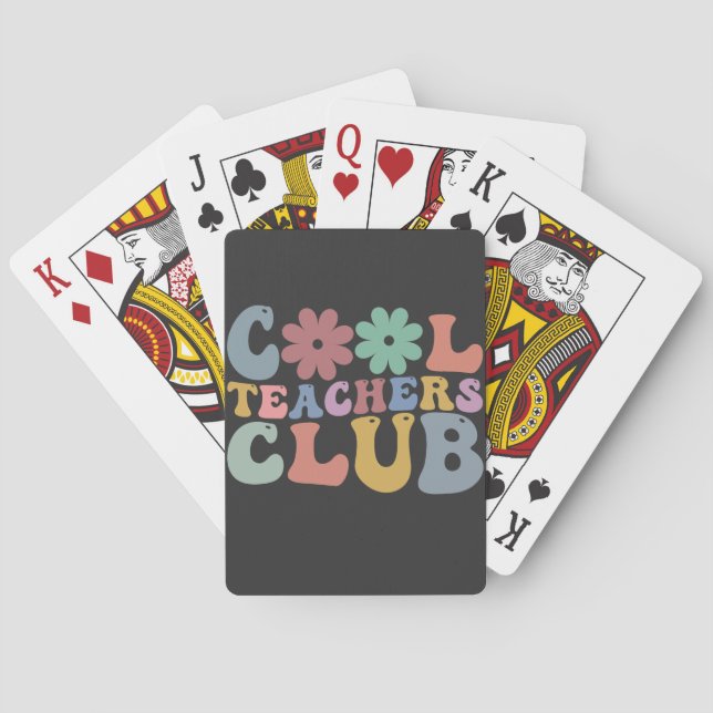 Cool Teacher Club Retro Groovy Back To School  Poker Cards (Back)
