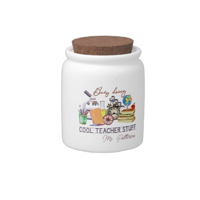 Cool Teacher Fun Modern Personalized Name Candy Jar (Right)