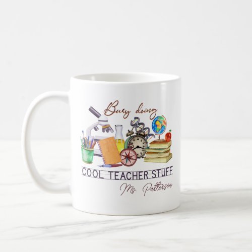 Cool Teacher Fun Modern Personalized Name Coffee Mug