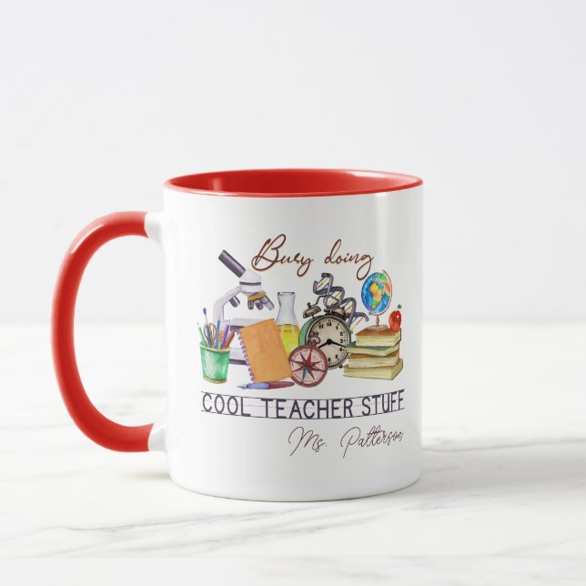 Cool Teacher Fun Modern Personalized Name Mug (Left)