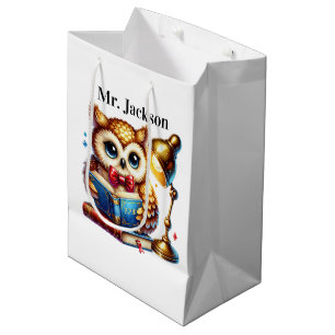 Cool Teacher owl add name Medium Gift Bag