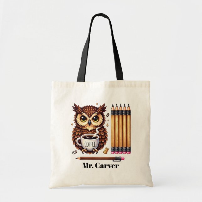 Cool Teacher owl lovers add name  Tote Bag (Front)