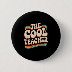 Cool teacher retro vintage style school staff button