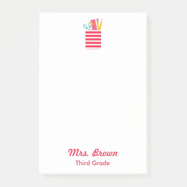 Cool Teacher School Supply Organizer Post-it Notes (Front)