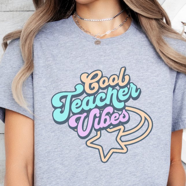 Cool Teacher Vibes Retro Styling Gift T-Shirt (Creator Uploaded)