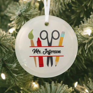 Cool Teacher's add name  Glass Ornament