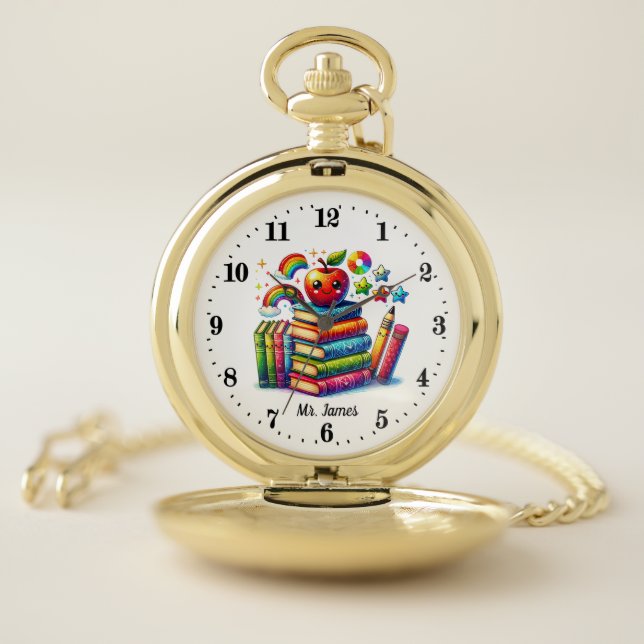 Cool Teacher's add name  Pocket Watch (Inside)
