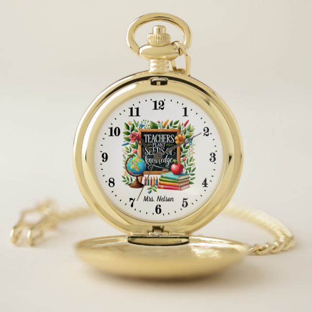Cool Teacher's add name  Pocket Watch (Inside)