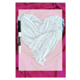 Cool Teal Blue Heart on Hot Pink Fabric Lovely Dry-Erase Board
