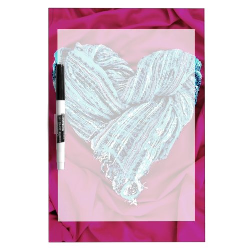 Cool Teal Blue Heart on Hot Pink Fabric Lovely Dry_Erase Board