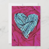 Cool Teal Blue Heart on Hot Pink Fabric Lovely Invitation (Back)