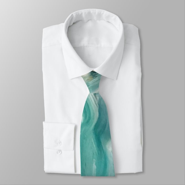 Cool Teal Colors Men's Necktie (Tied)
