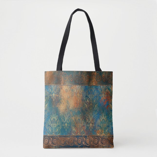 Cool Teal Cooper Patina Turquoise  Tote Bag (Front)